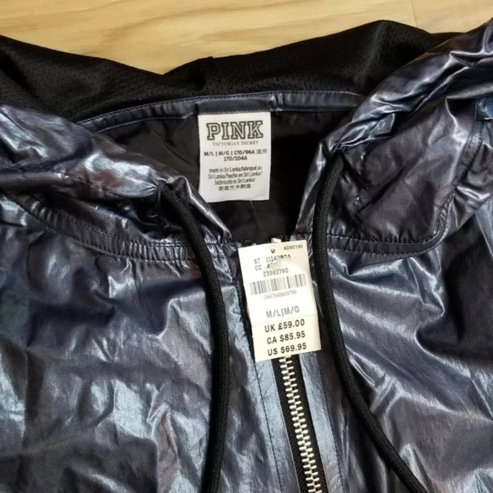 💎Victoria's Secret PINK Dark Blue Metallic Anorak - Picture 3 of 6